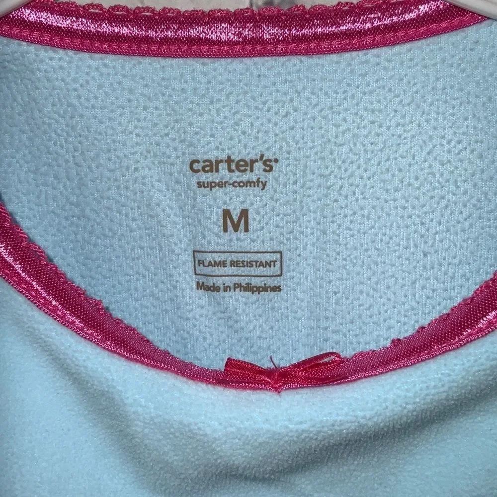 Carter’s Nightgown Girls Blue Fleece Dog Brown Polka Dot Medium 6/6X PJ Gown